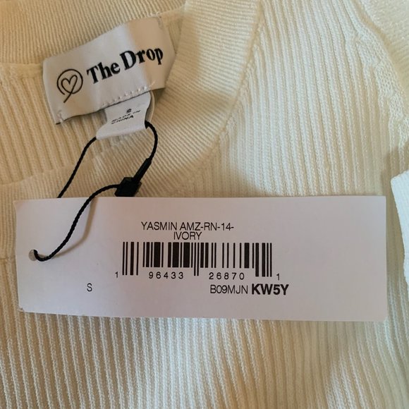 NWT THE DROP YASMIN SIDE-SLIT RIBBED MIDI TANK SWEATER DRESS IVORY SMALL - Picture 9 of 10